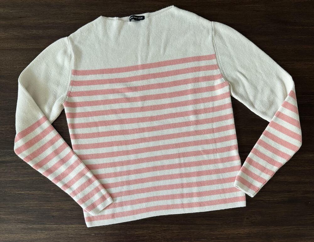 Who What Wear Striped Sweater Womens XS Pink Cream Crewneck